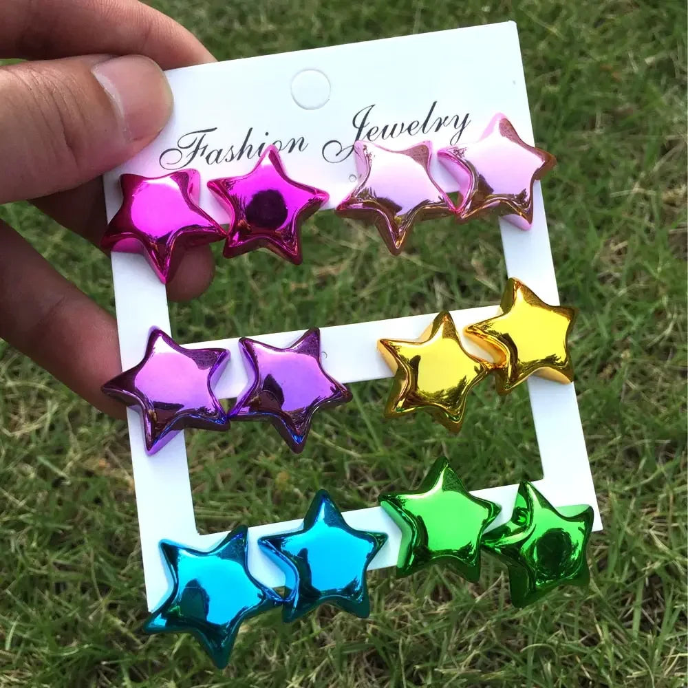 Happy Metallic Balloon Stud Earrings Set
