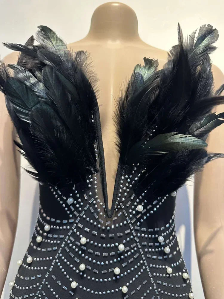LUX Evening Feather Party Dress