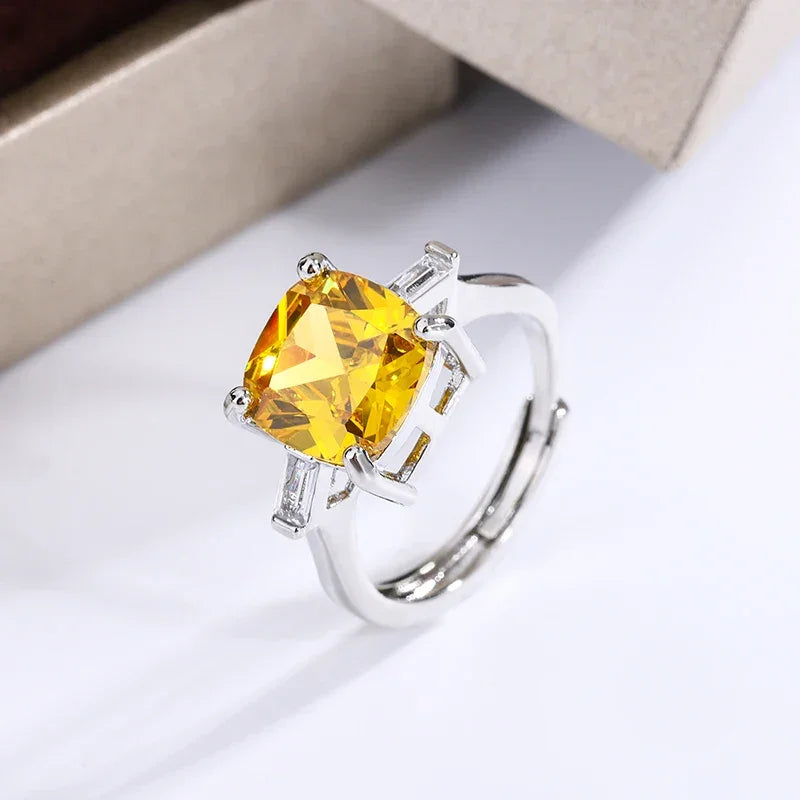 Canary Yellow 925 SS Resizable Ring