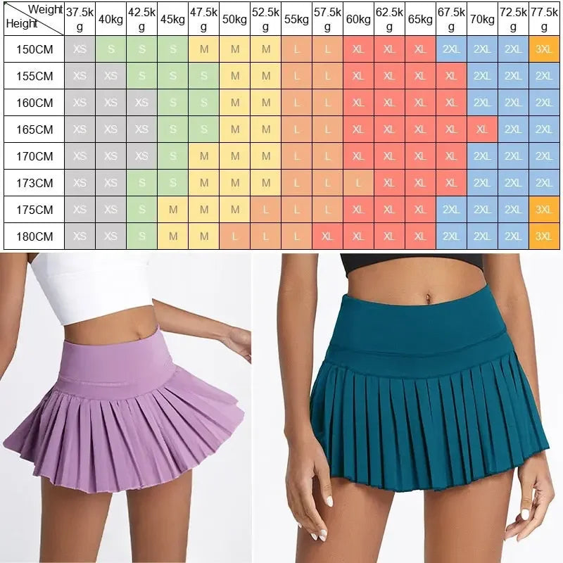 High Waist Pleated Tennis Skirt XS-XXL
