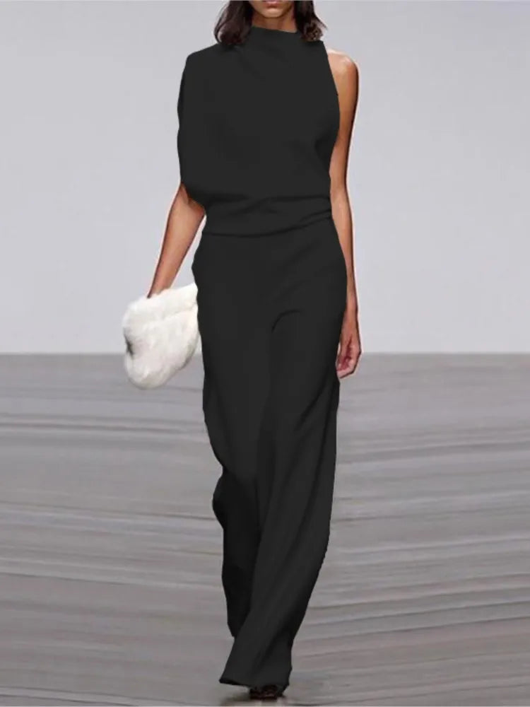 Summer Sleeveless Collar Jumpsuit