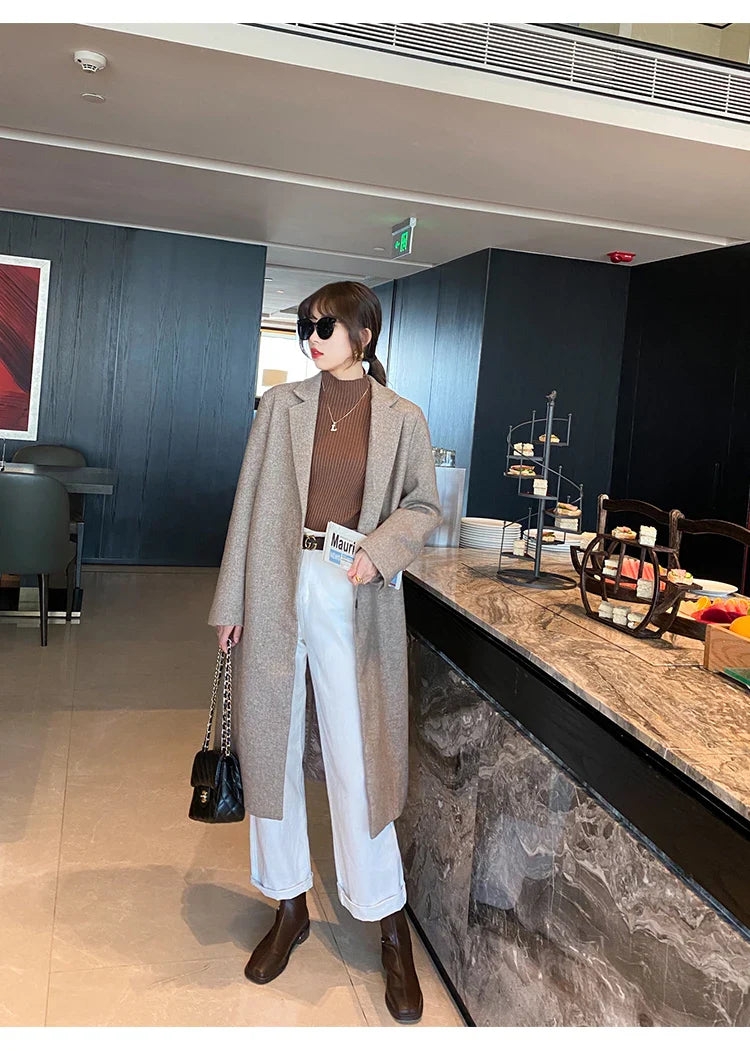 Pullover Long Sleeve Mock Neck Knitted Women Sweater