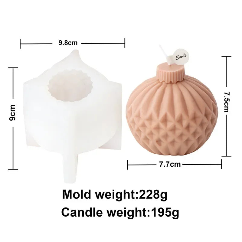 DIY Christmas geometric sphere candle silicone mold stripe spiral wave pattern spherical cake chocolate silicone mold resin mold