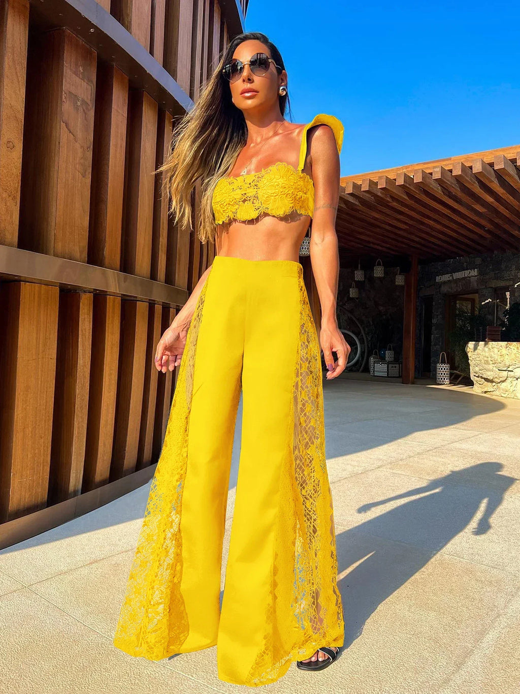 Cabo Lace Bikini Set With Wide Leg Pants