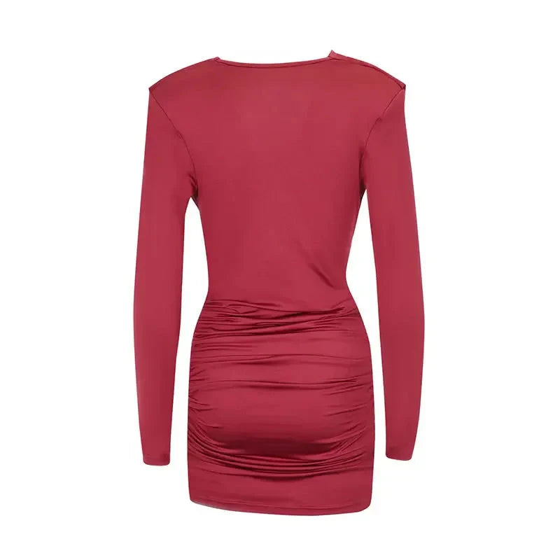 Red Long Sleeve Mini Dress