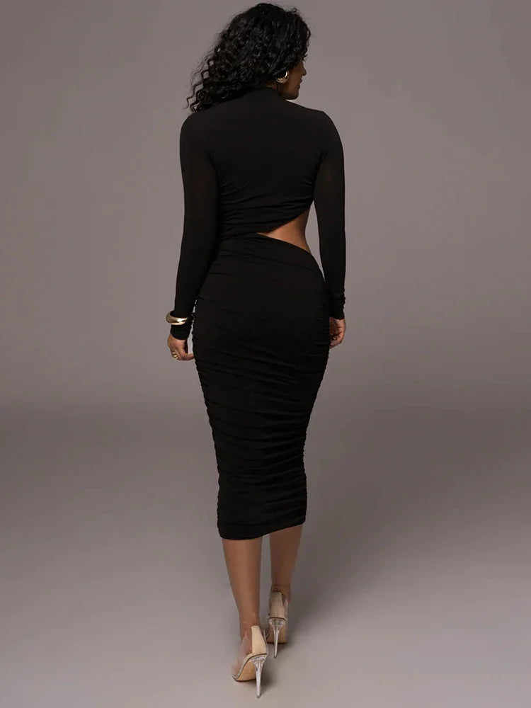 Just Dreamy Long Sleeve Cut Out MIDI Dress