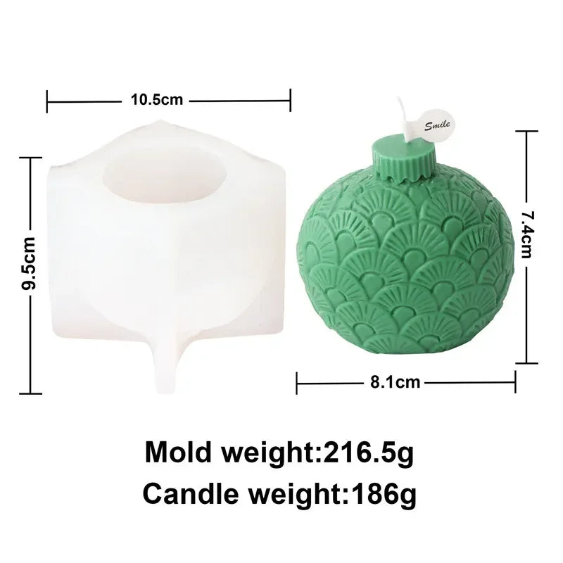 DIY Christmas geometric sphere candle silicone mold stripe spiral wave pattern spherical cake chocolate silicone mold resin mold