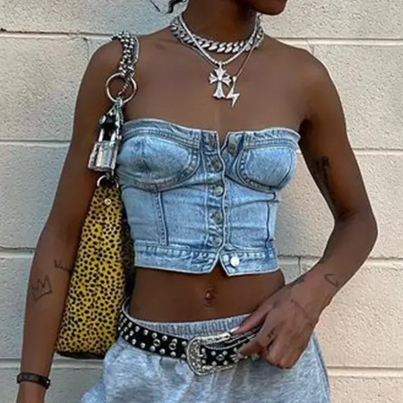 Cute Denim Crop Top