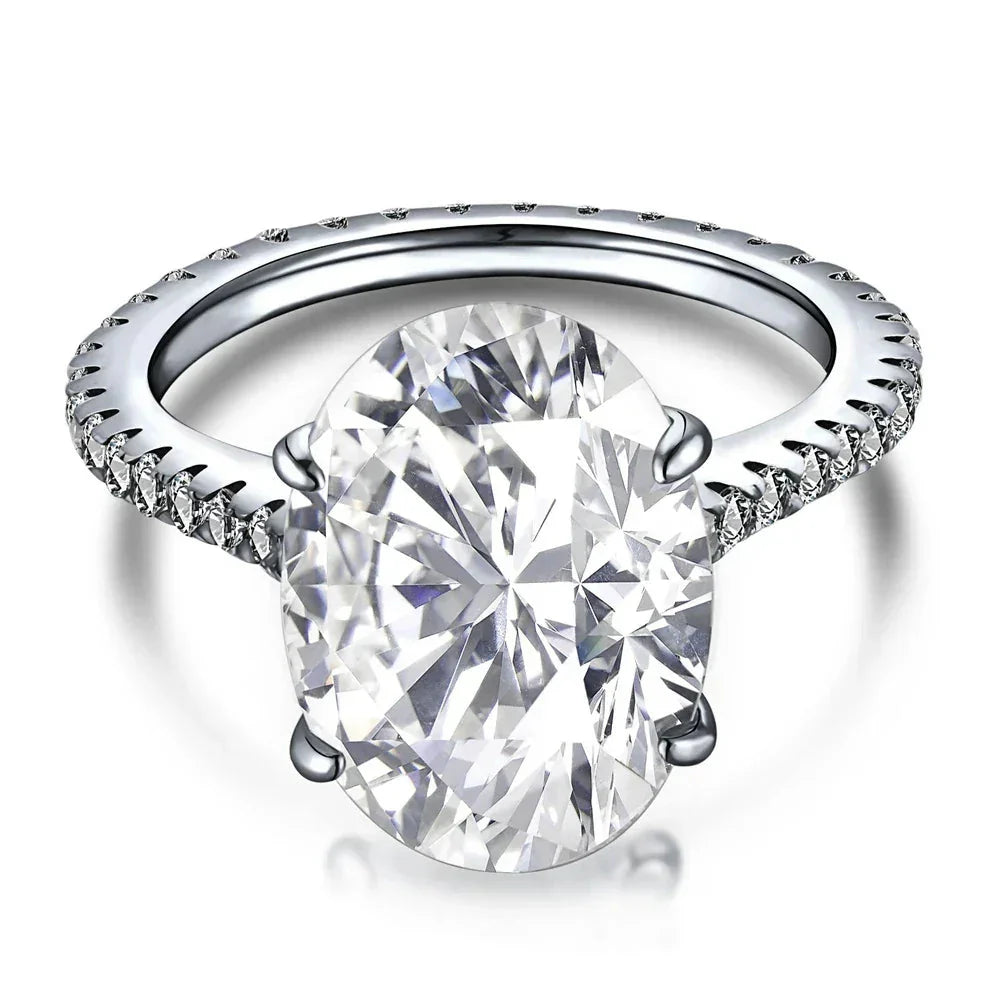 WUIHA New 925 Sterling Silver Oval Pear Cut 5CT/7CT/8CT White Sapphire Created Moissanite Diamonds Ring for Women Gift Wholesale