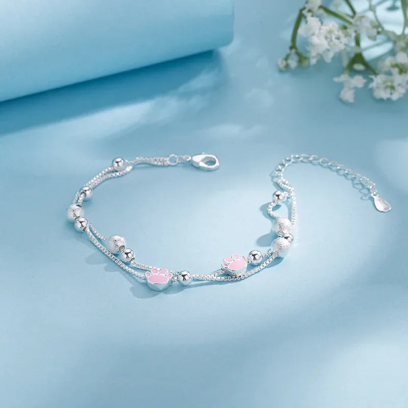 Romance 925 Sterling Silver Double Love Bracelet