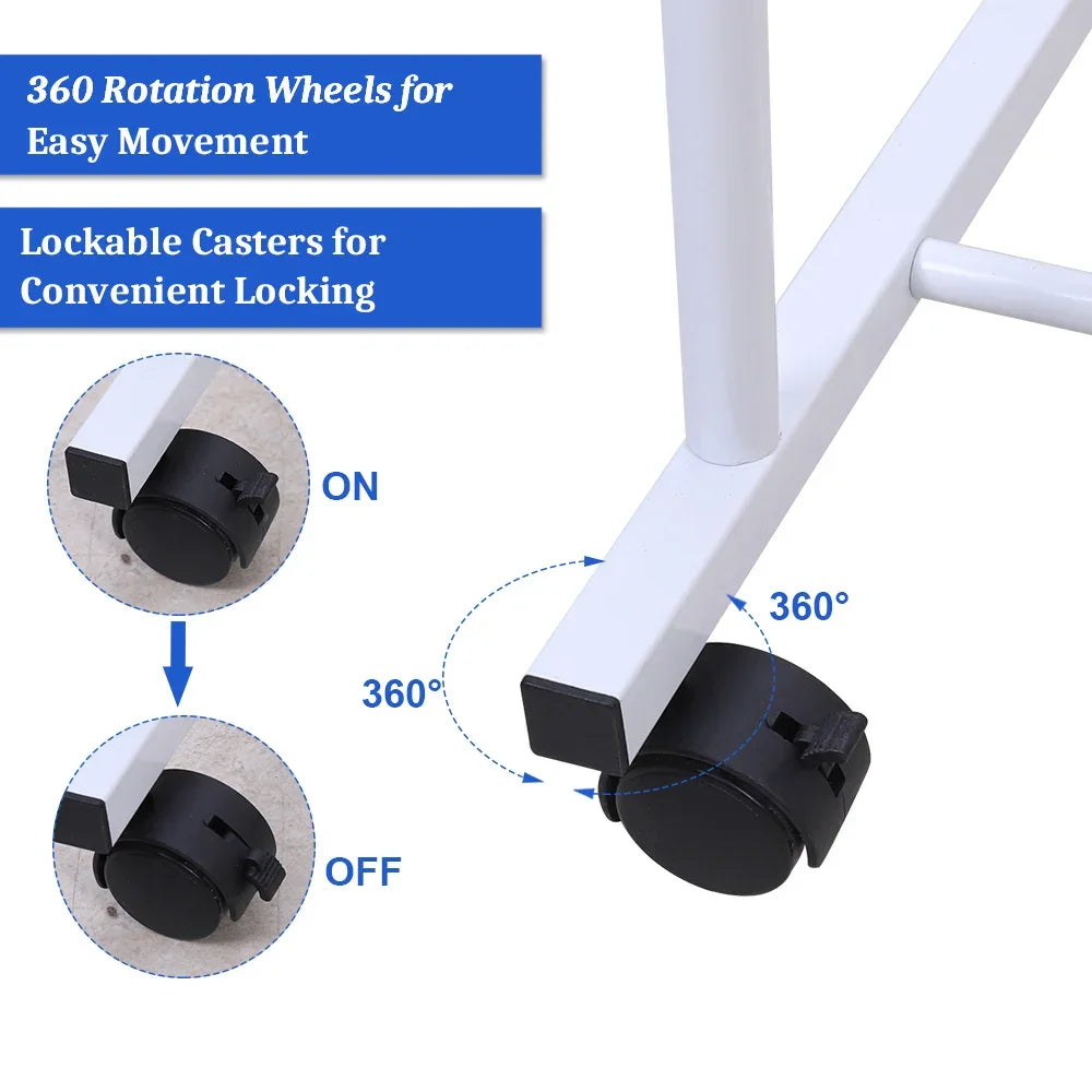 Heavy Duty Rolling Double Rod Clothes Rack