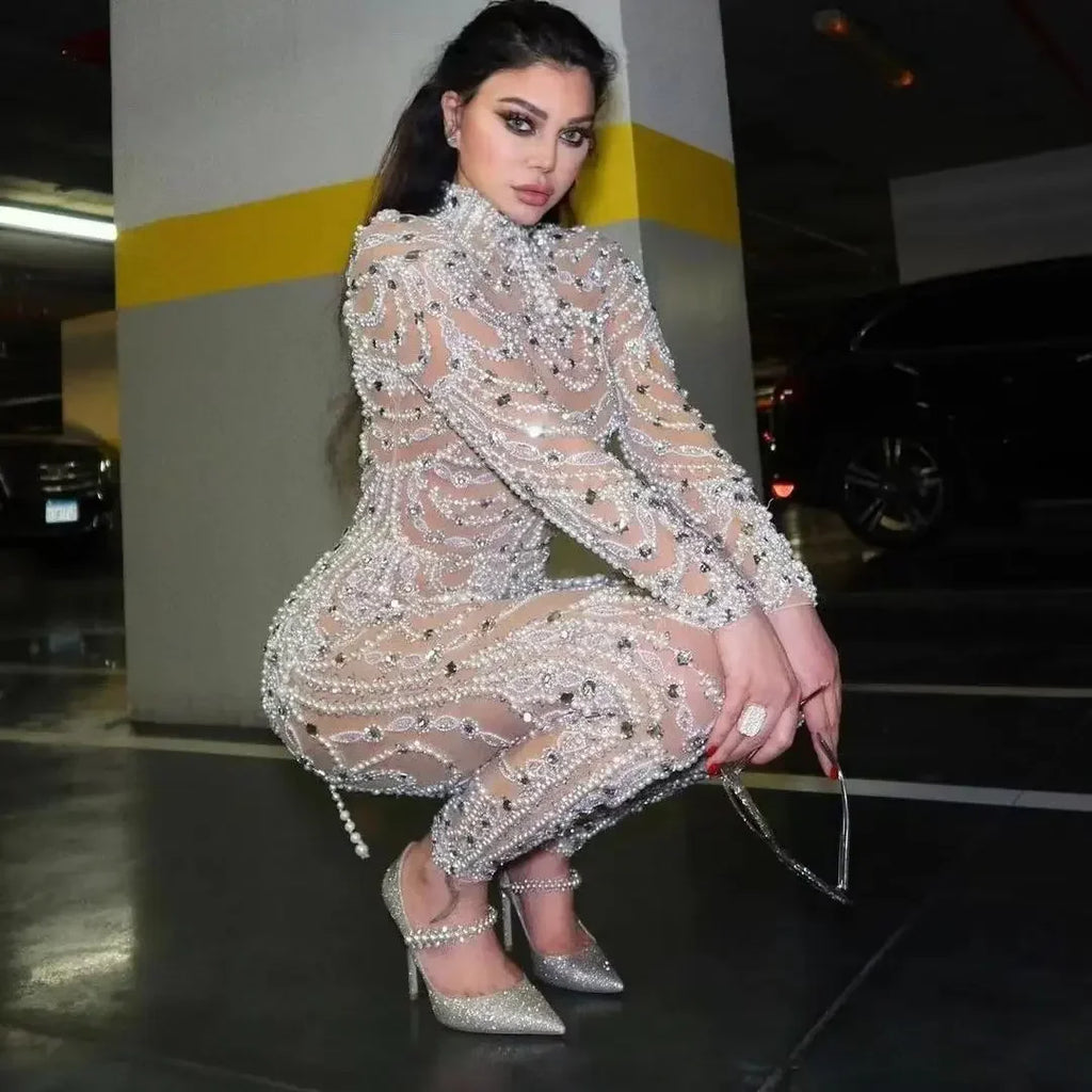 Women Elegant Sleeveless Sequined Glitter Shiny Jumpsuit Trousers Wide Leg Pants Sexy Slim Fit Backless Jumpsuit Romper Overalls