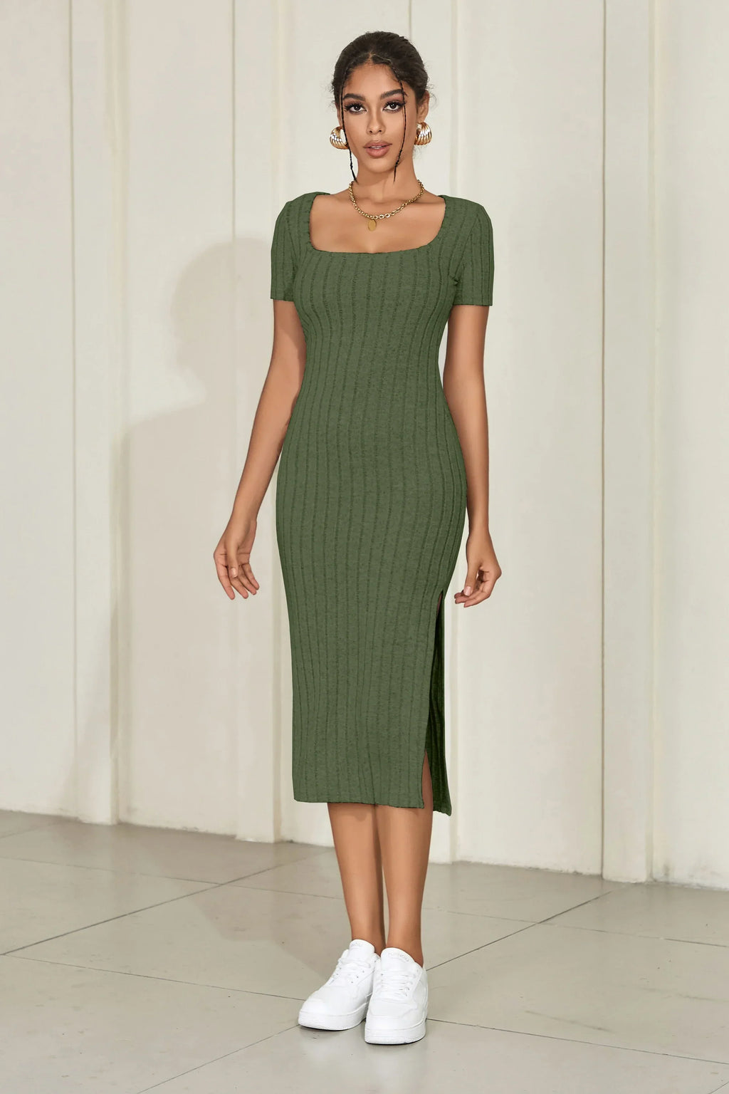 Lauren Short Sleeve Knit Midi Dress