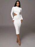 Just Dreamy Long Sleeve Cut Out MIDI Dress