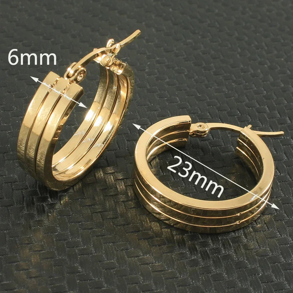 Newest Gold Color Fashion Stainless Steel Jewelry Simple Hoop Earrings Personality Bijoux En Acier Inoxydable Femme EFGZCBEP