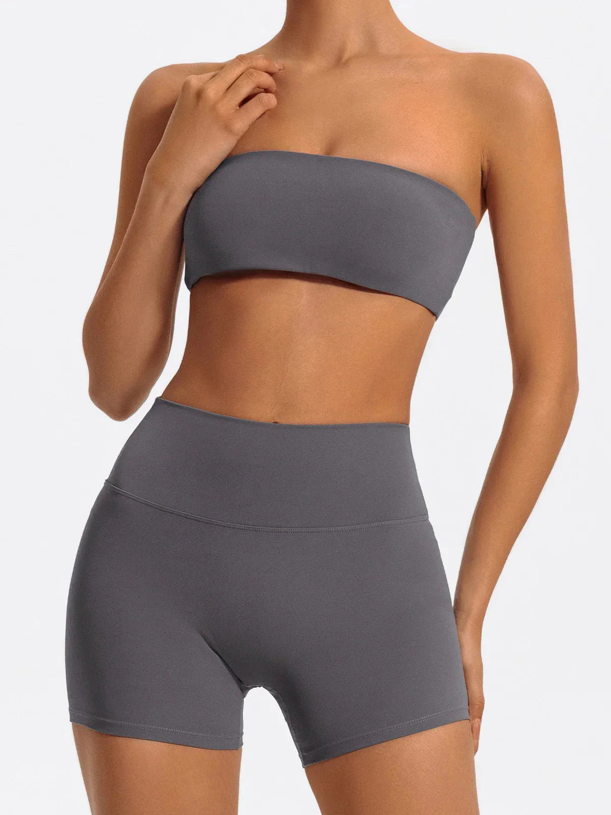 Ctenkevet Women Strapless Bra Suits Gym Workout Yoga Outfit Female Fitness Crop Top Outdoors Activewear Women Underwear Set
