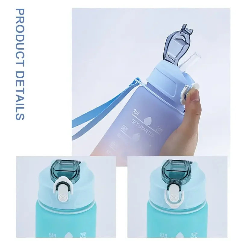 Gradient Sports Water Bottle with Time Marker Leak-proof Cup Motivational BPA Free