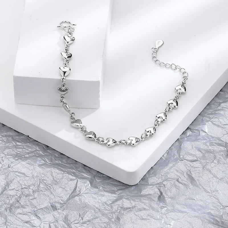 Romance 925 Sterling Silver Double Love Bracelet