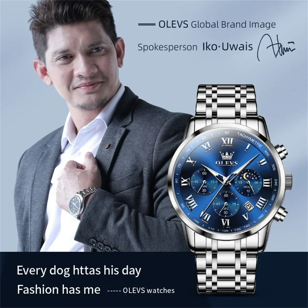 Luxury Brand Men's Stainless Chronograph Quartz Watch