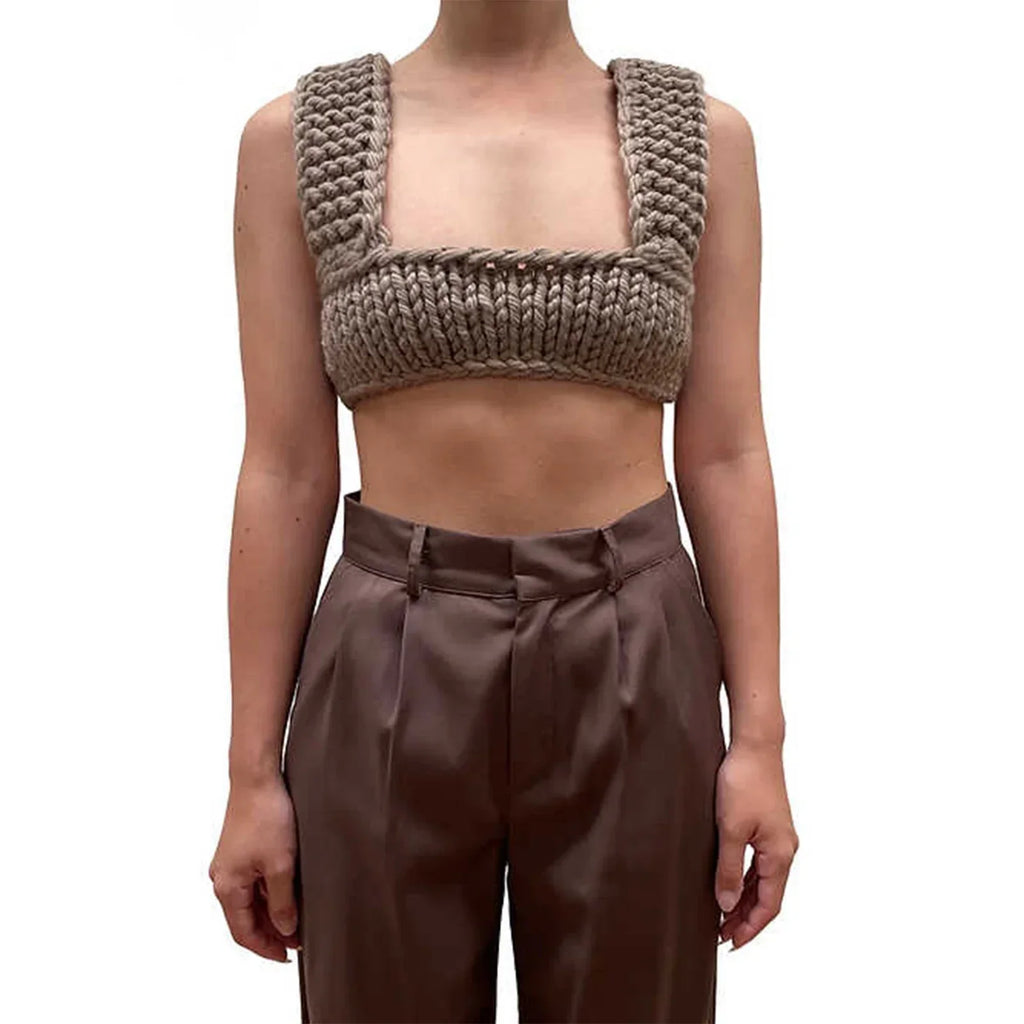 Fairy Grunge Crochet Knitted Crop Top Sleeveless Hollow Out Tube Vest 2000s Women Crochet Tanks Streetwear