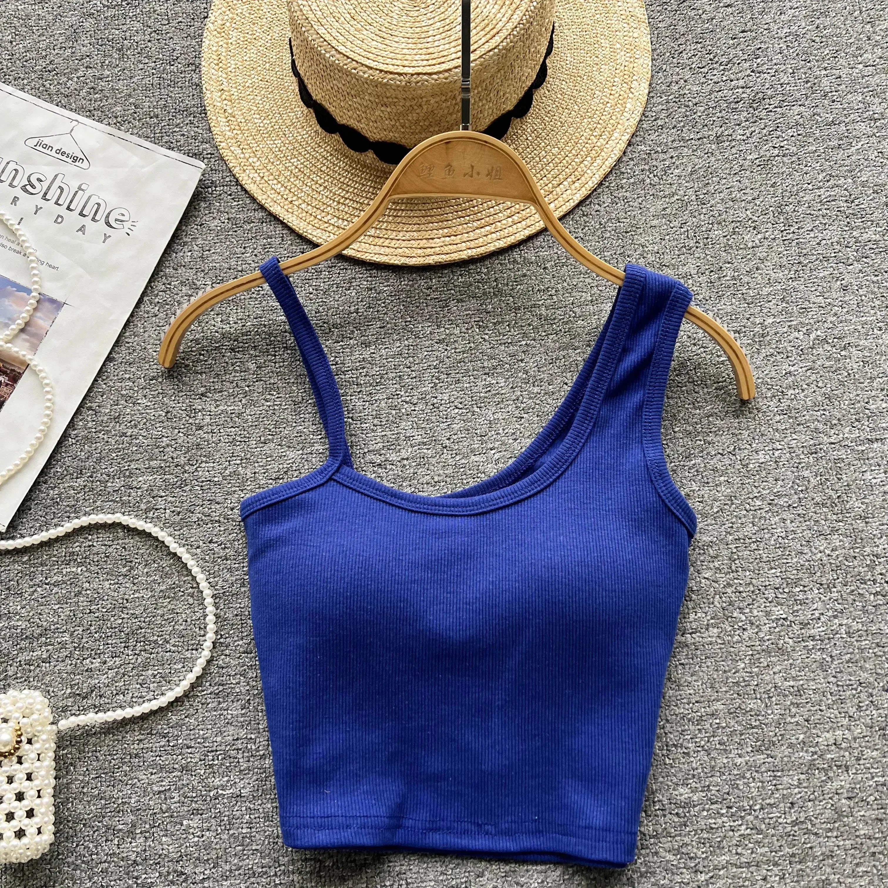 Strapless Western Style Skinny Tanks Camis for Women Summer Casual Solid Colours Female Corset Crop Tube Tops with Built In Bras