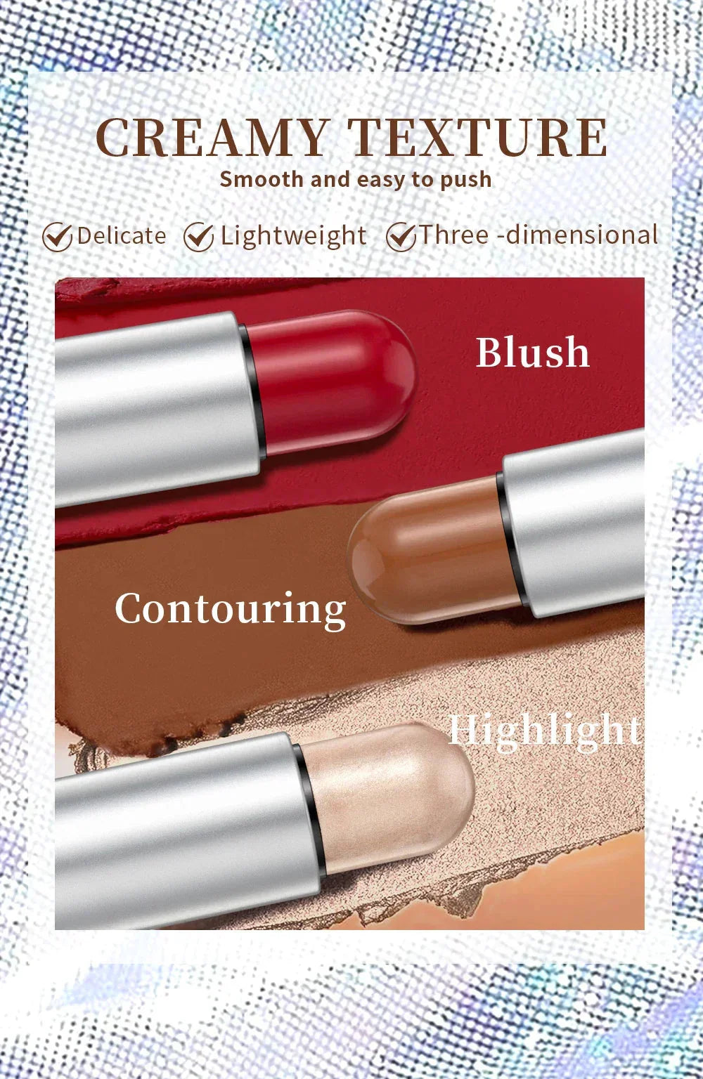 Waterproof Soft Cream Highlighter + Bronzer + Contour + Blush