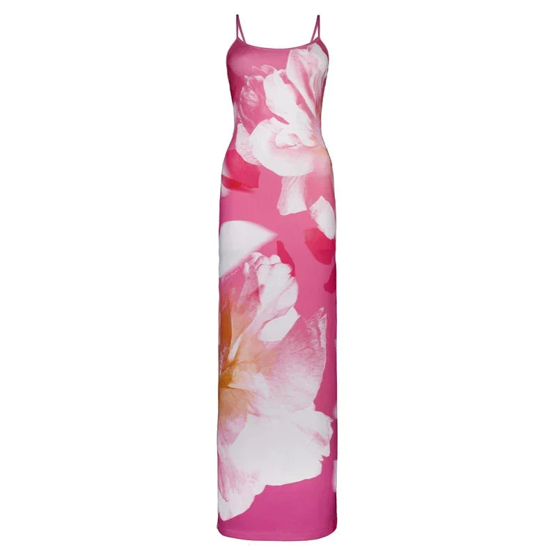 Summer Floral Spaghetti Maxi Sundress