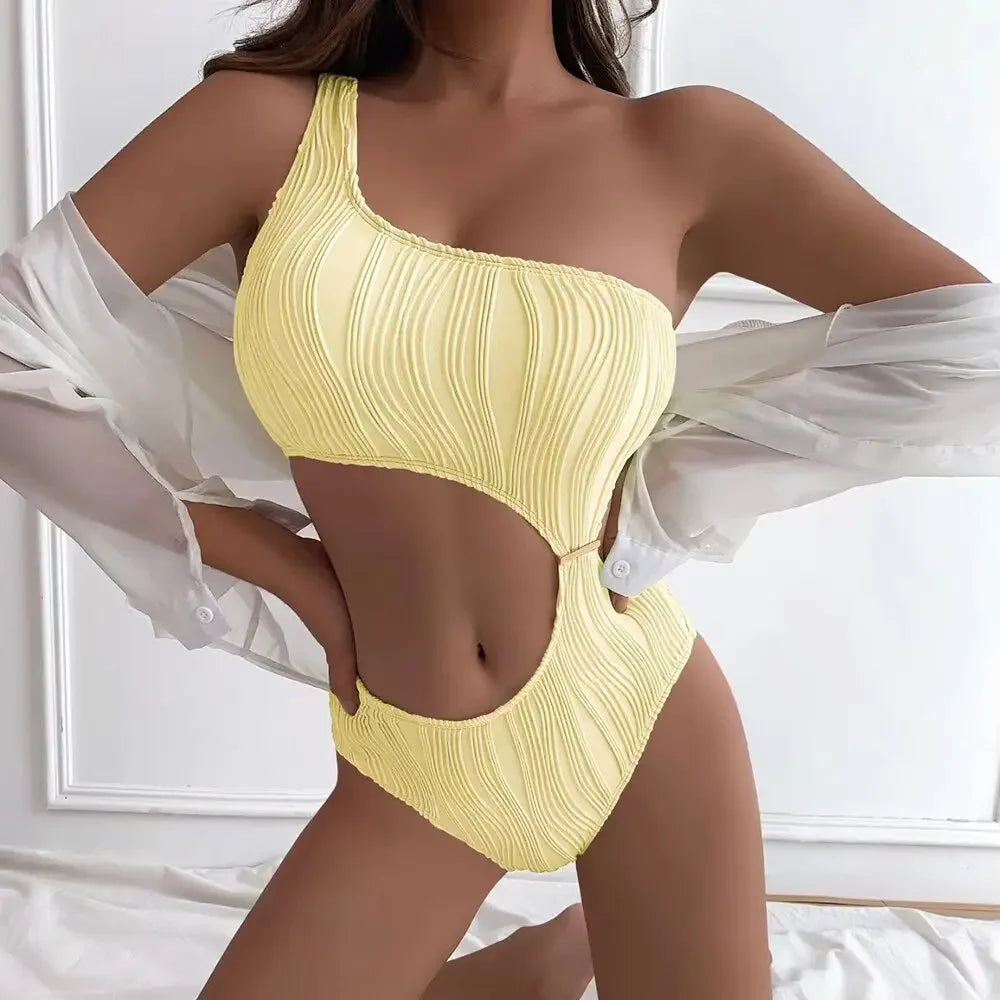 Tulum Textured High Waist Monokini