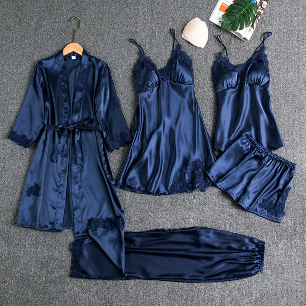 LUX 5PC Silk Lingerie Set