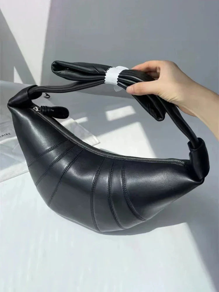 Leather Croissant Bag for Women