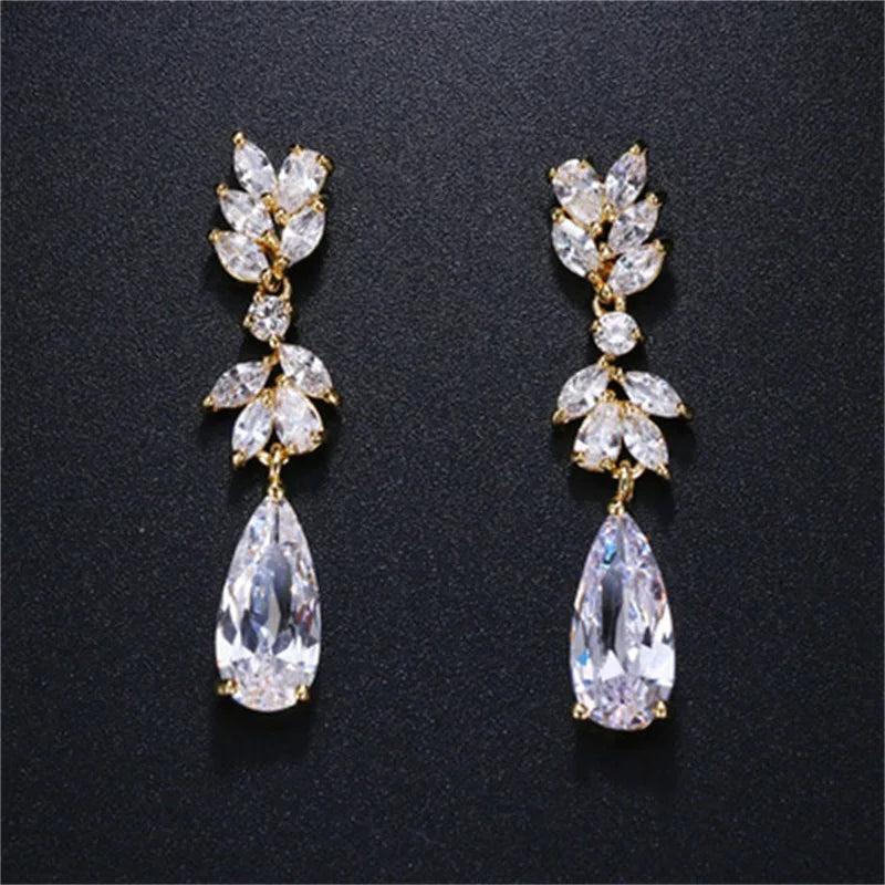 Retro Fashion High-grade Crystal Rose Earrings Women Zircon Ear Studs Wedding Jewelry Gifts