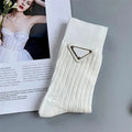 Iron Triangle Label Socks P Brand Designer Sock Europe Letter Luxury Socks Cotton Sexy Warm Personality Fashion Black White
