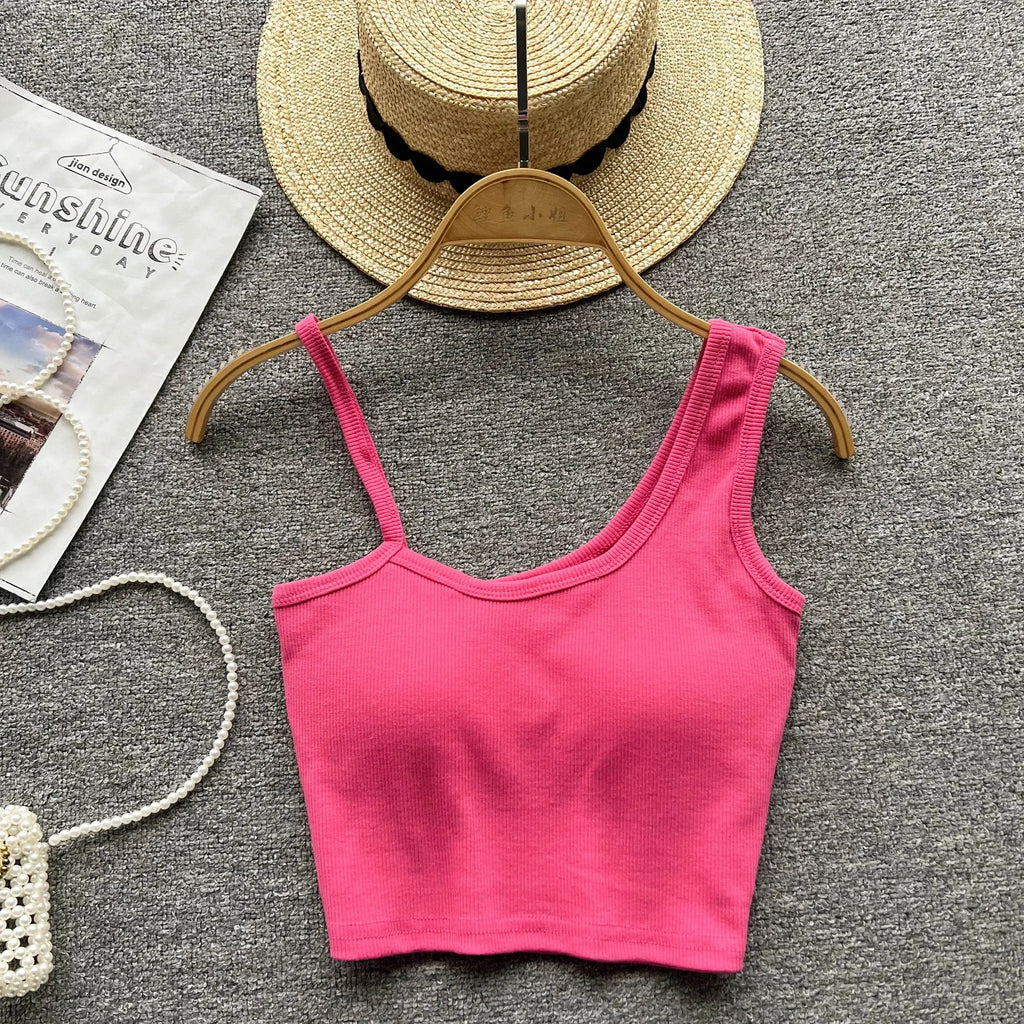 Strapless Western Style Skinny Tanks Camis for Women Summer Casual Solid Colours Female Corset Crop Tube Tops with Built In Bras