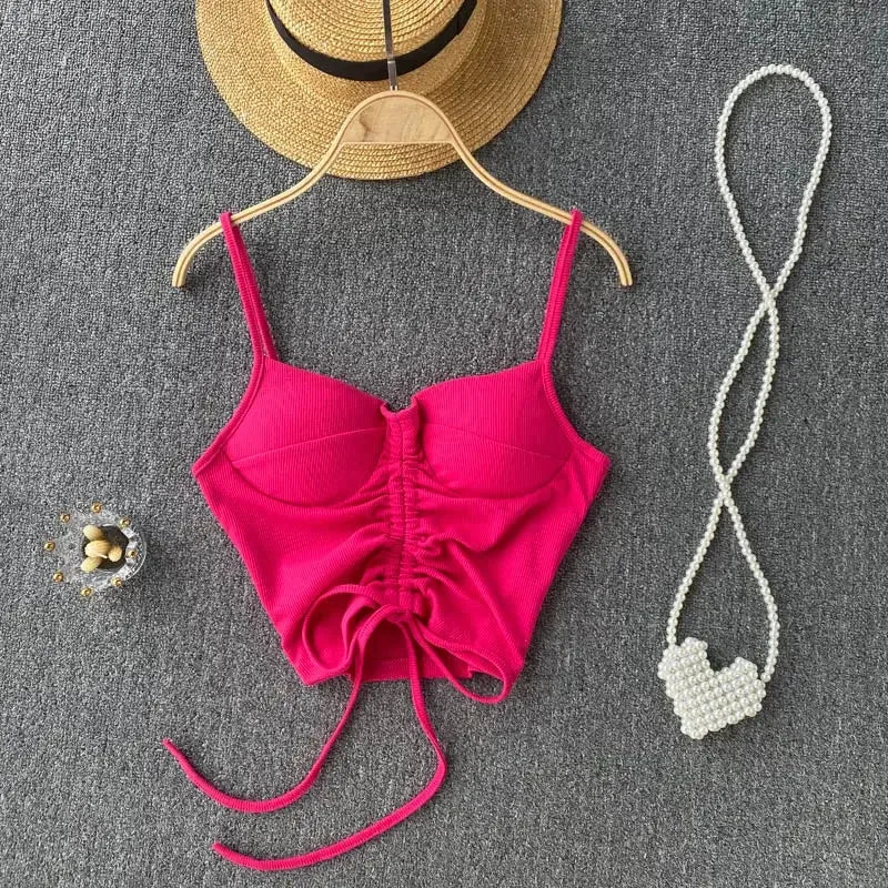 Strapless Western Style Skinny Tanks Camis for Women Summer Casual Solid Colours Female Corset Crop Tube Tops with Built In Bras