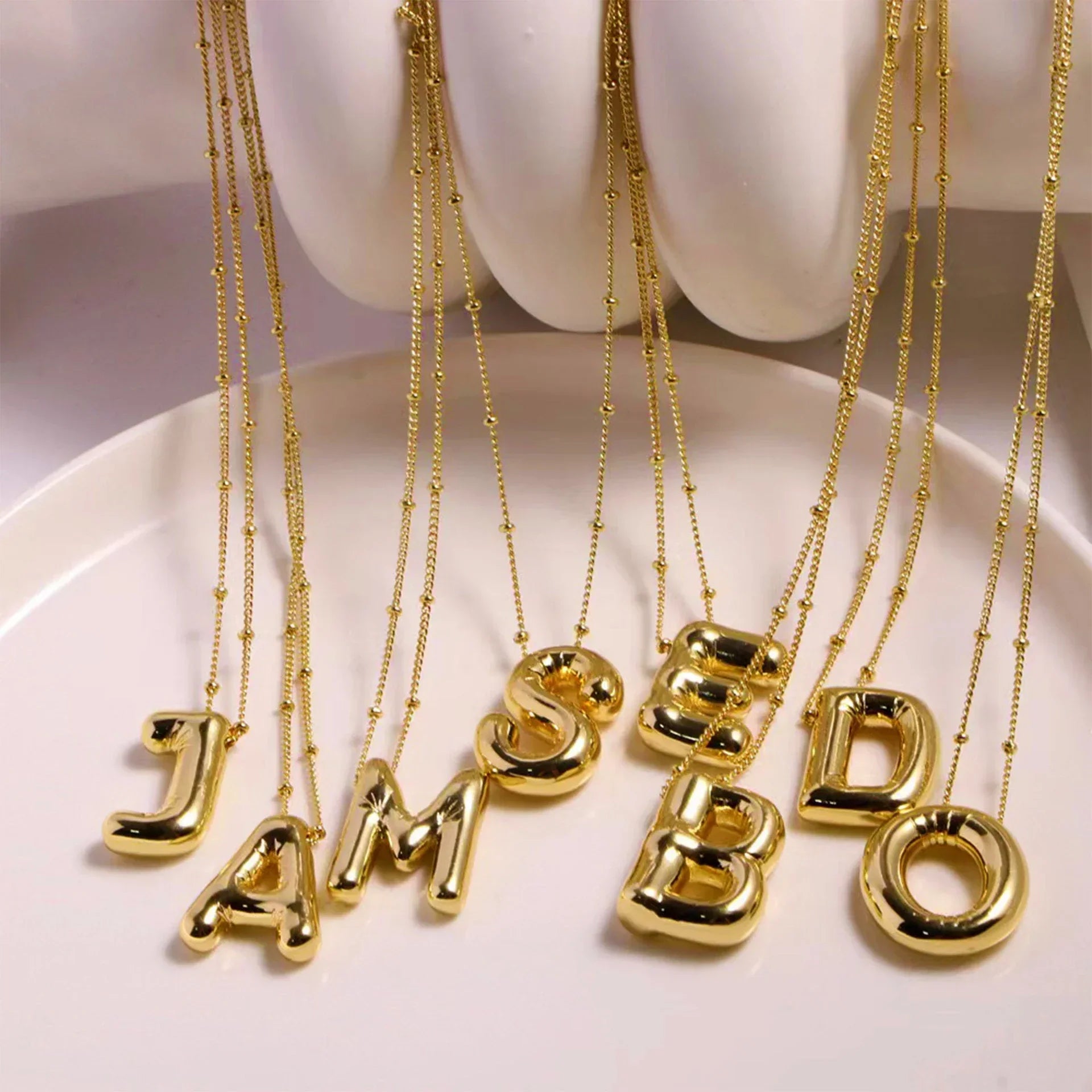 Vintage Letter Necklace 18K Gold Plated Stainless
