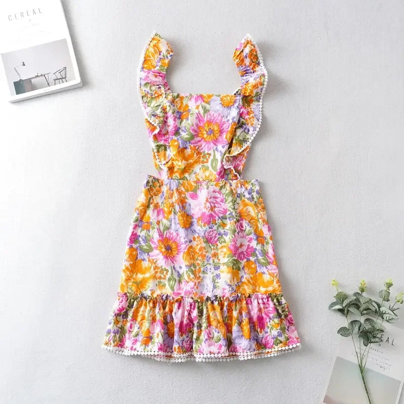 Sunset Bloom Ruffle Mini Dress