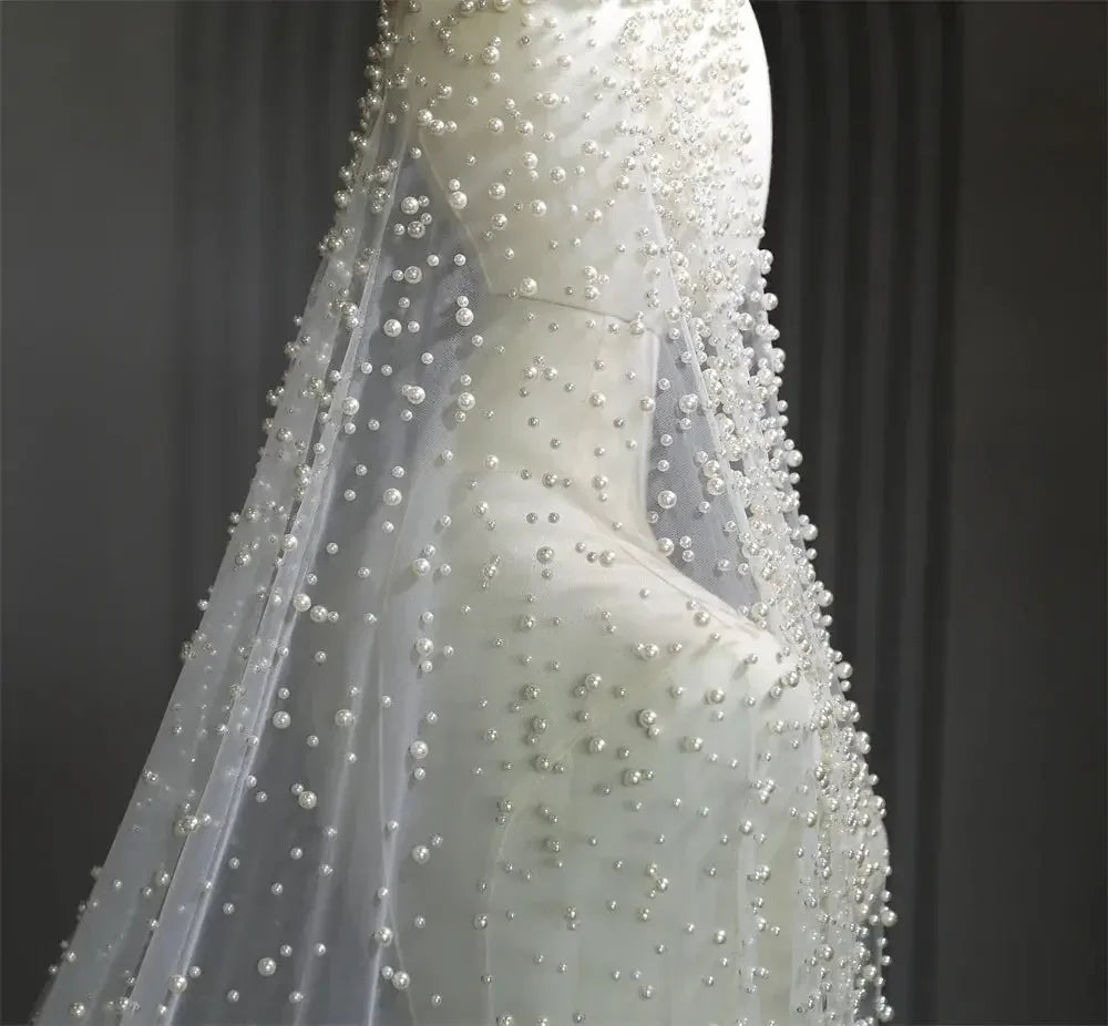 Precious Pearl Bridal Veil With Hair Clip