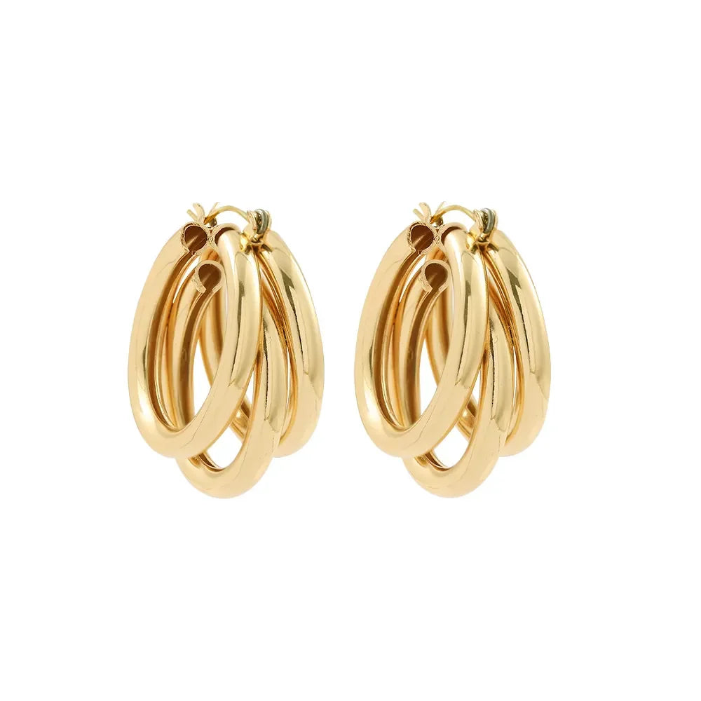 New Trendy Geometric Twisted Thick Hoop Earrings Fashion Gold Color Big Round Circle Earrings for Women Punk Hiphop Jewelry Gift