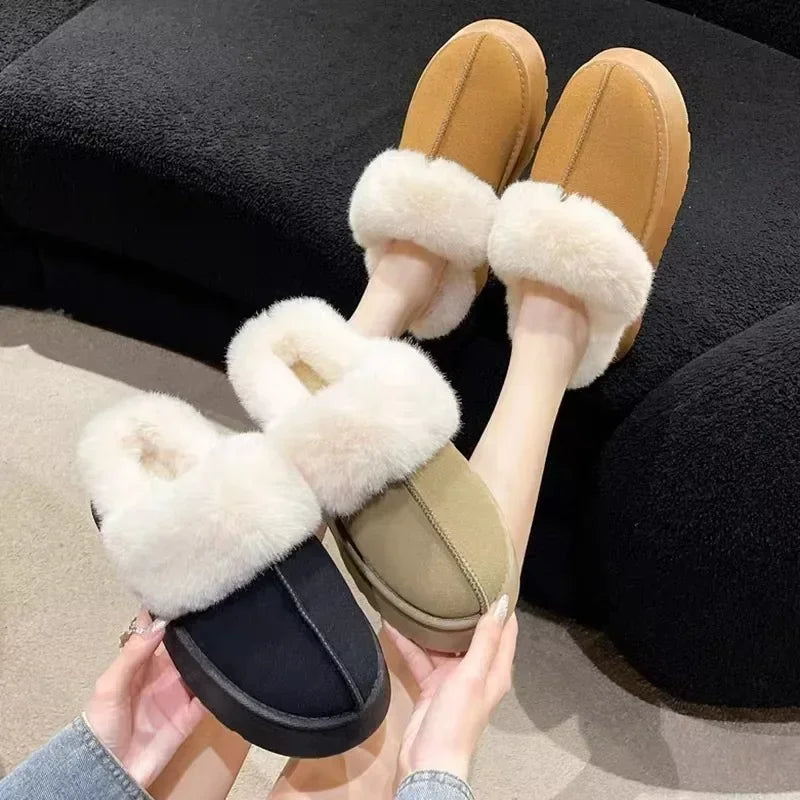 Platform Suede Fur Slippers