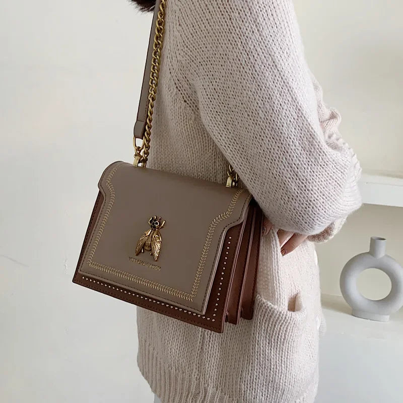 Luxury Leather Bee Handbag