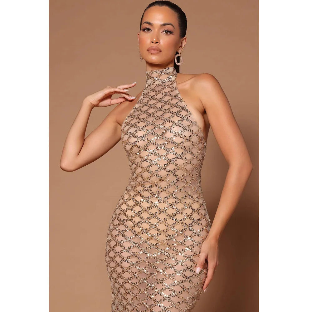 Sexy Backless Halter Mermaid Dress