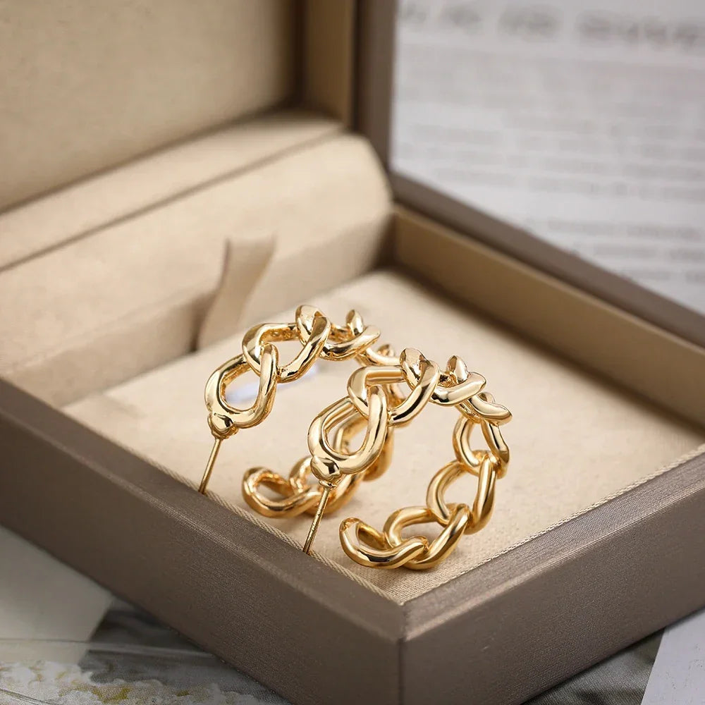 Gold Color Stainless Steel Hoop Earrings for Women Small Simple Round Circle Huggies Ear Rings Steampunk Accessories