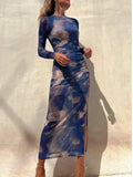 Amy Mesh Long Sleeve Party Dress