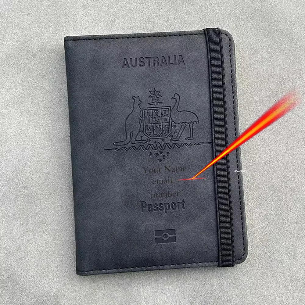Australia Personalized Passport Holder Wallet Rfid personalised Australian Passport Cover Travel Passport Wallet Holder