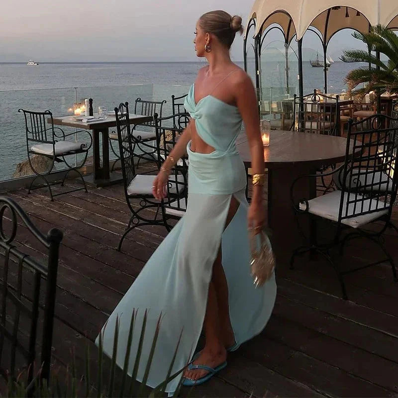 Frosted Fantasy Mesh Beach Dress – Icy Blue Showstopper