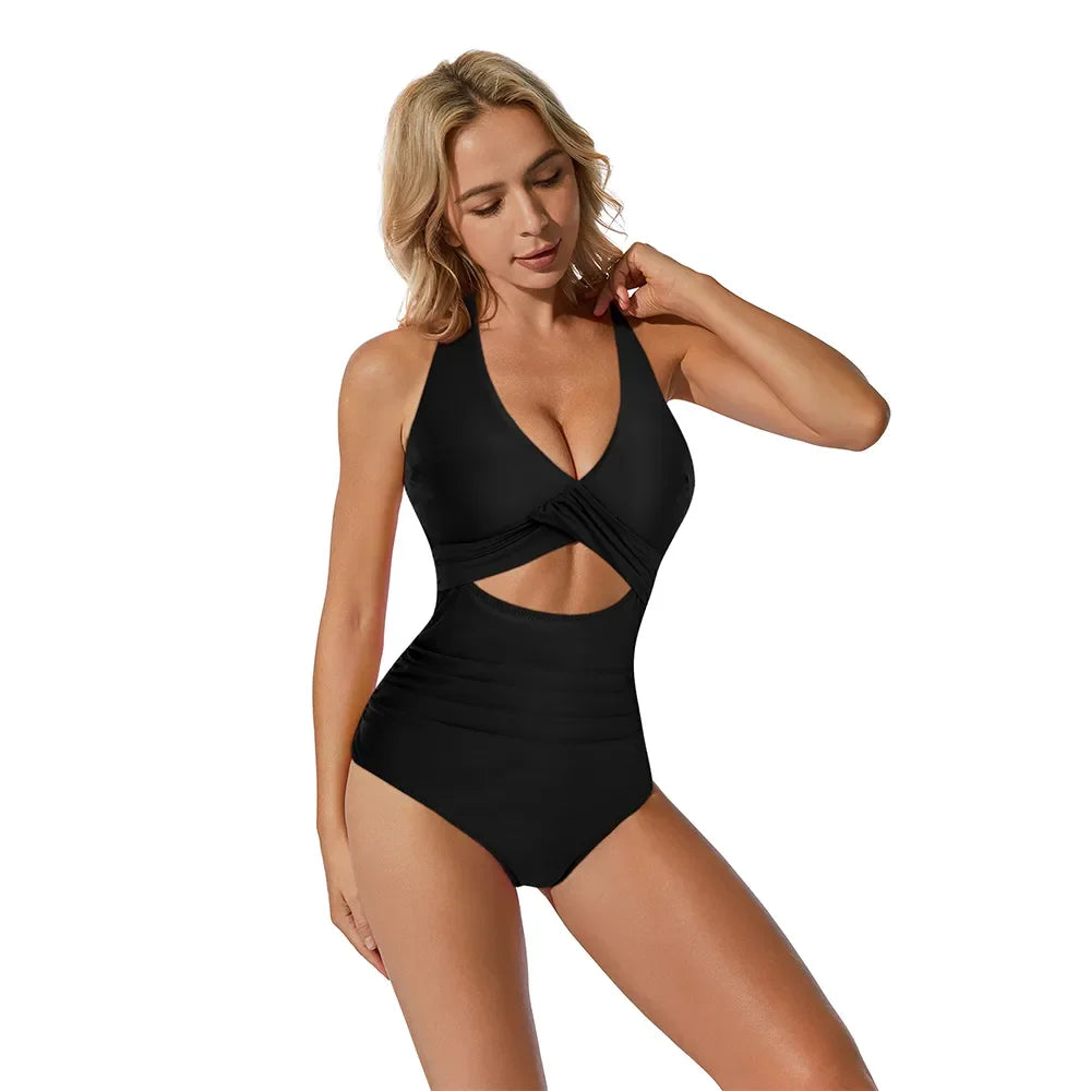 One Piece Swimsuit Women  Bikini Swimming Suits Mujer Solid Bathing Suits Beachwear  Women Monokini  Push Up Swimwear 2023 New