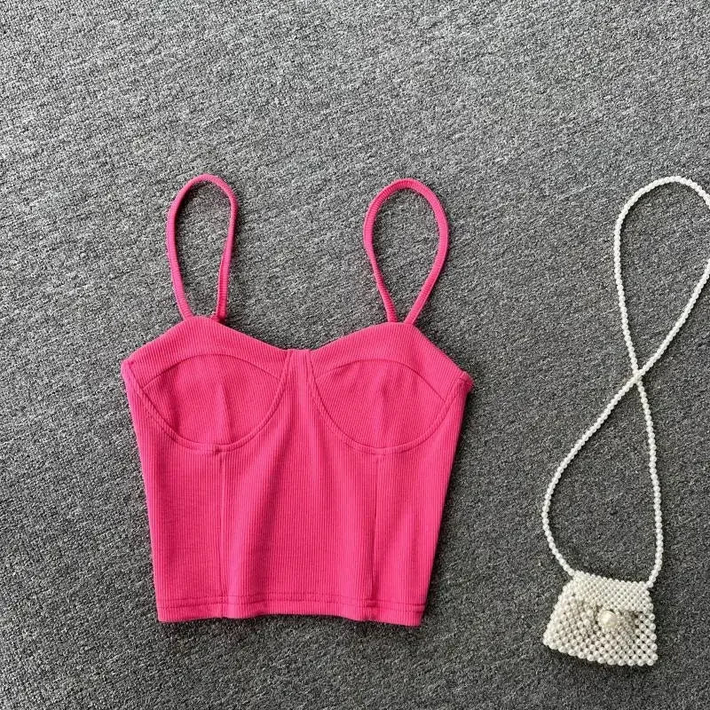 Strapless Western Style Skinny Tanks Camis for Women Summer Casual Solid Colours Female Corset Crop Tube Tops with Built In Bras