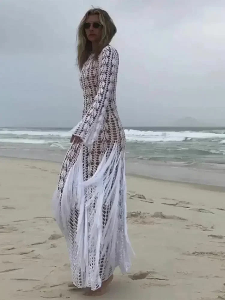 Resort White Crochet Maxi Dress