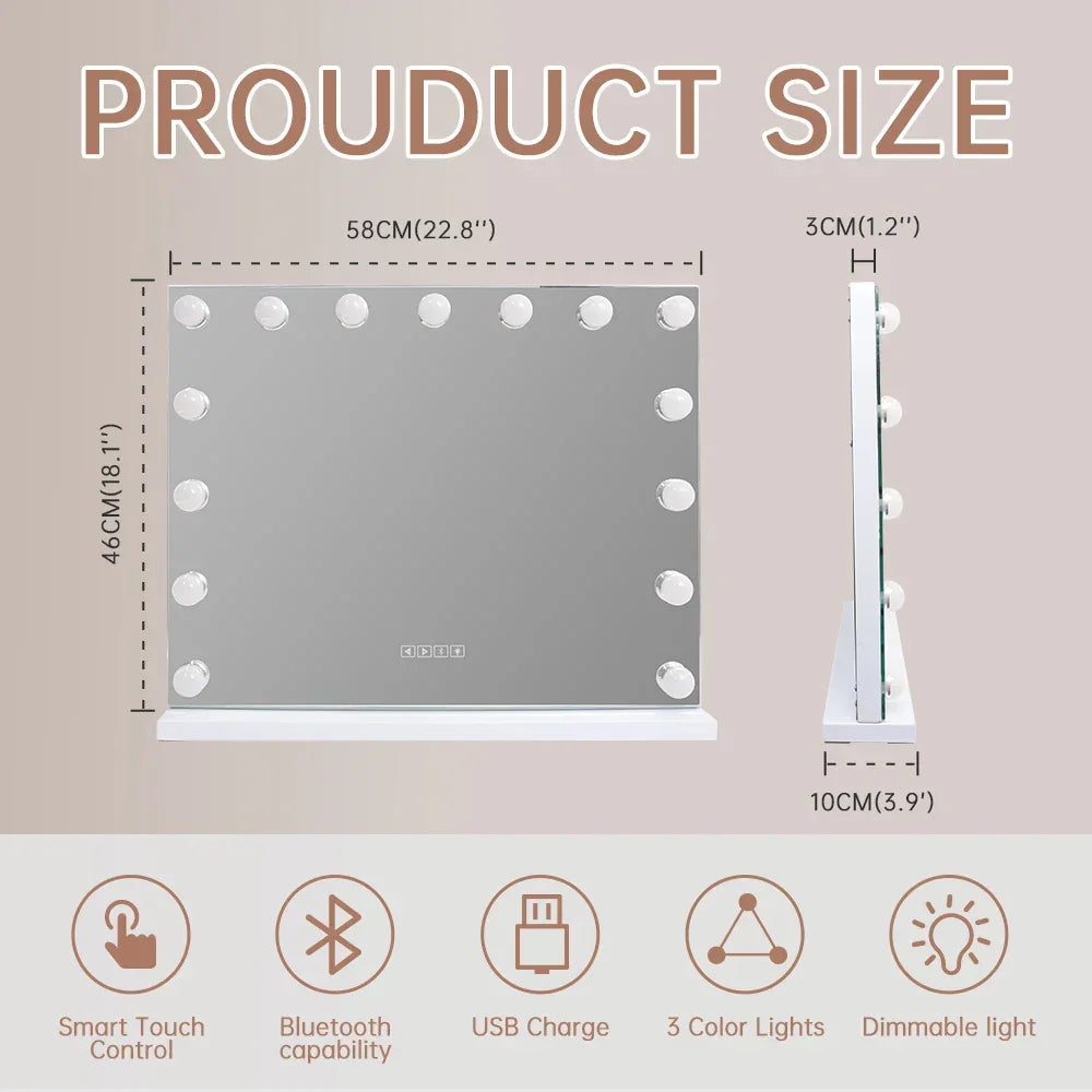 Hollywood Mirror With 15 LED Bulbs