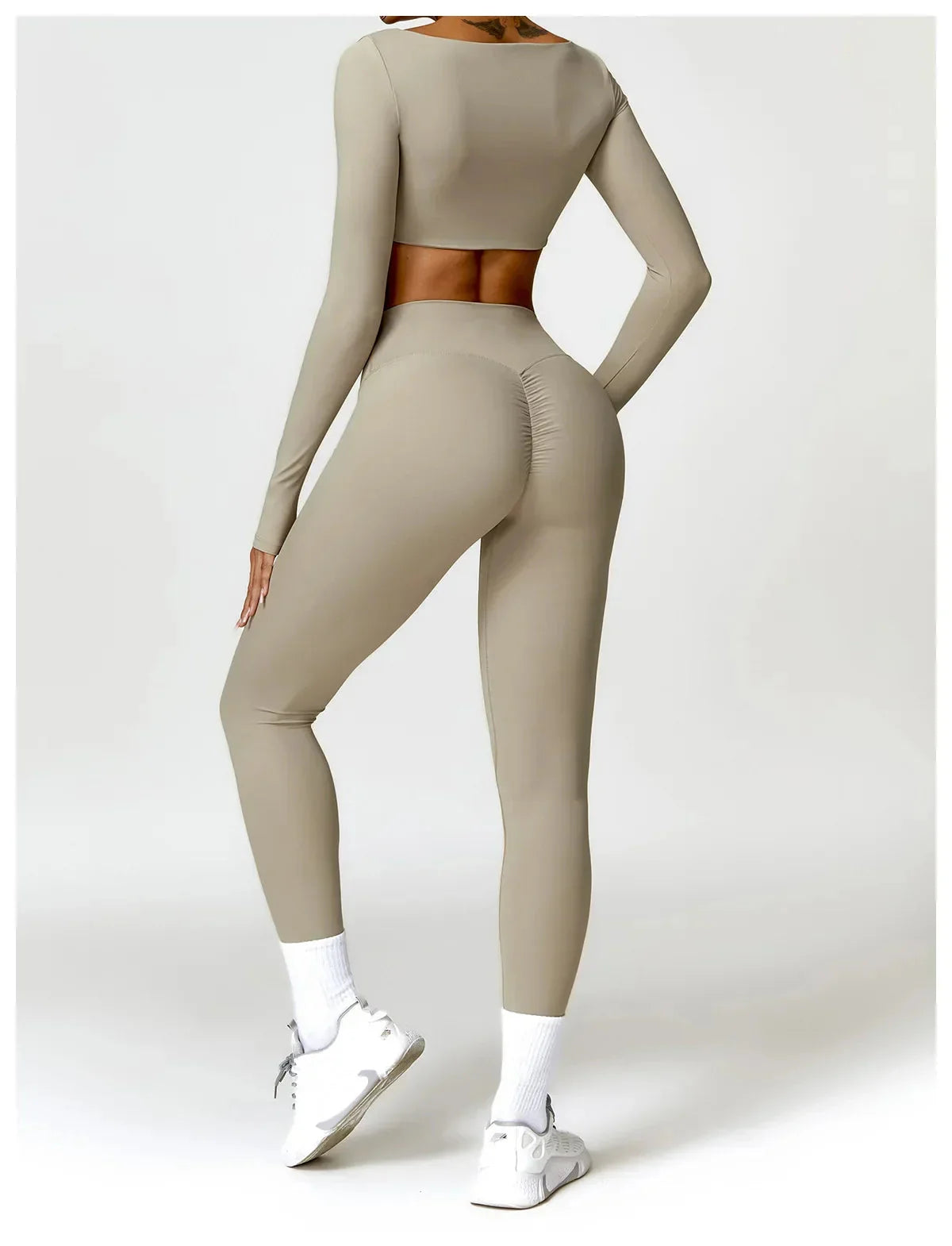 New Long sleeve Shirt Sports Set Women Fitness Tights Yoga Set Crop Top Running High Waist Gym Set Womens Outfits Yoga Clothing